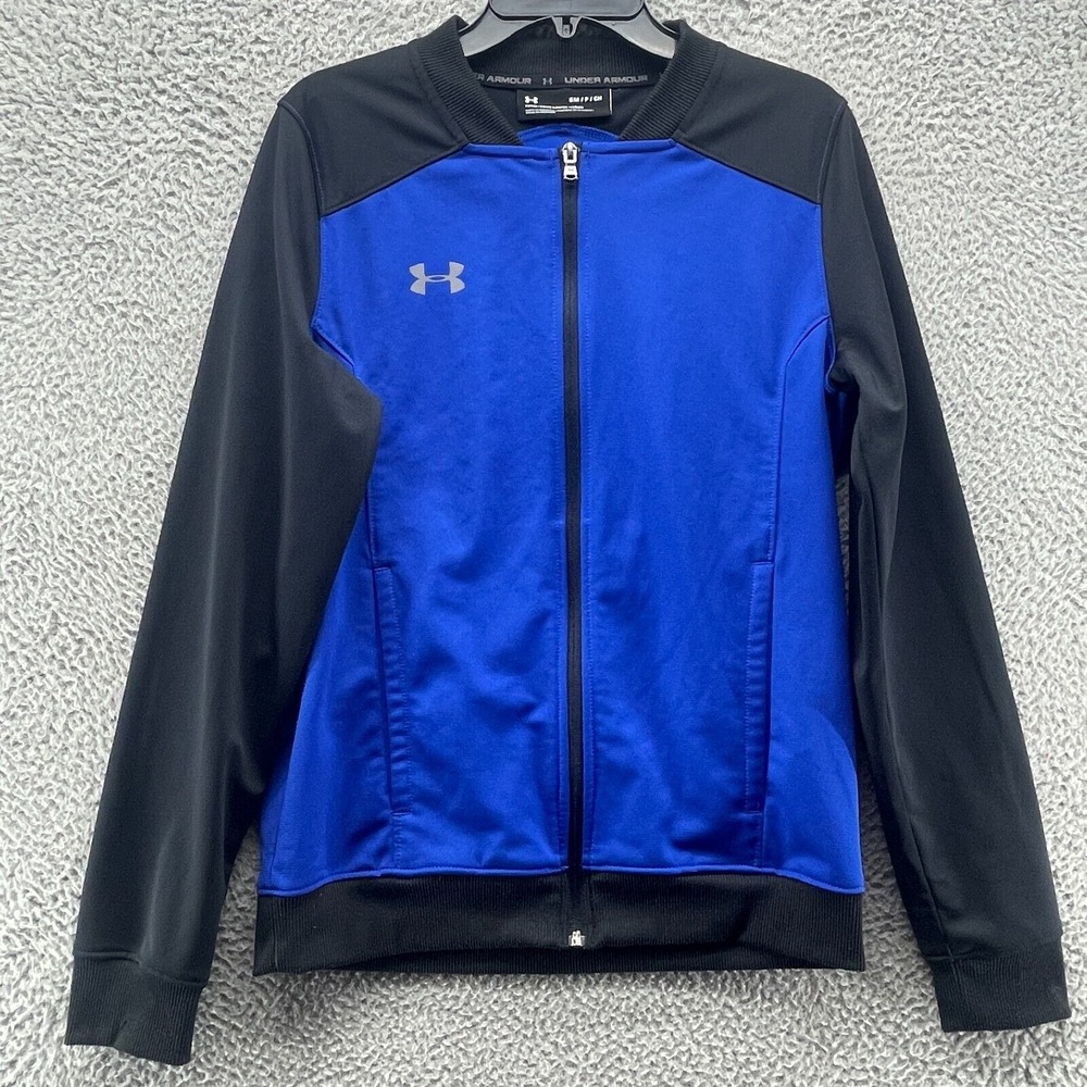 Under Armour‎ Jacket Mens Small Blue Black Track Jacket Full Zip Fitted